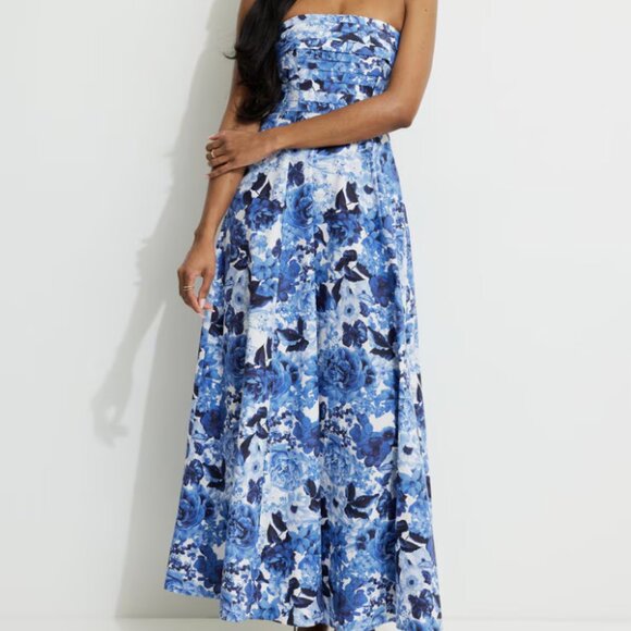 Blue Floral Bandeau Dress - Picture 1 of 3